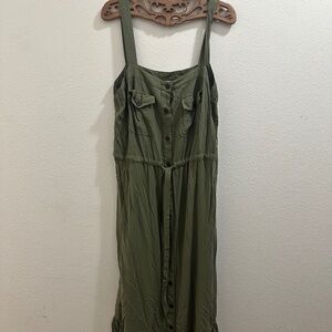 LOFT Army Green Maxi Dress